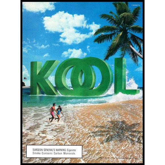 1995 Kiil Cigarettes Vintage Print Ad Couple Palm Tree Beach Surf Waves Wall Art - Picture 1 of 1